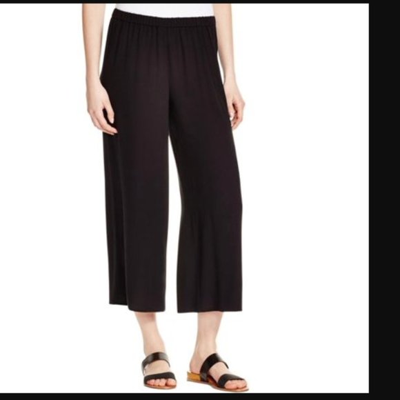 Eileen Fisher Culotte Black Crop Pants Wide Leg - Picture 2 of 6
